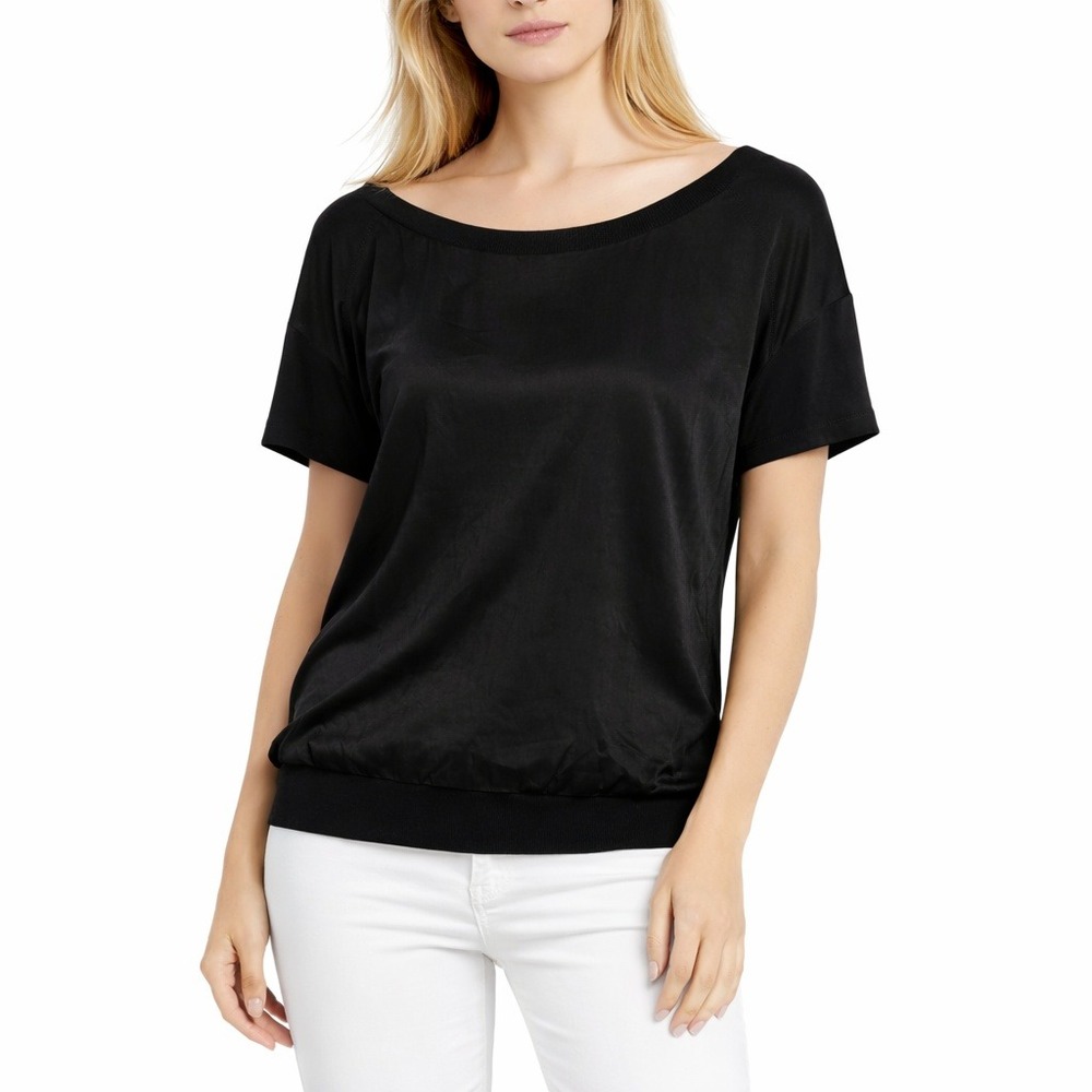 Veronique Miljkovitch Women's Black Silk Mixed Media Lagenlook Knit‎ Top- XS